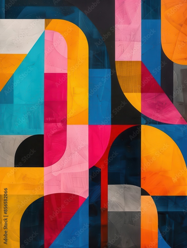Poster fokasuart geometric shapes with clean lines and vibrant colors 6fee4da2-d889-4b8f-a178-44da81701d8b 