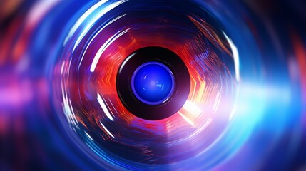 a futuristic abstract blurred gradient background in metallic colors, reminiscent of a robot's eye.