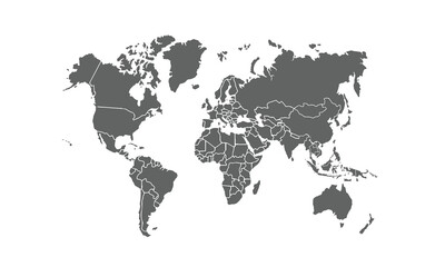 World map isolated on white background. for website layouts, background, education, precise, customizable, Travel worldwide, map silhouette backdrop, earth geography, political, reports.
