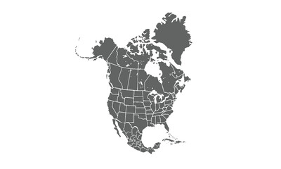 North America map isolated on white background. for website layouts, background, education, precise, customizable, Travel worldwide, map silhouette backdrop, earth geography, political, reports.