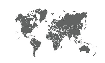 World map isolated on white background. for website layouts, background, education, precise, customizable, Travel worldwide, map silhouette backdrop, earth geography, political, reports.