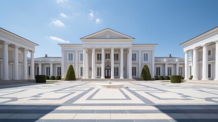 grand Georgian mansion with symmetrical columns, elegant 