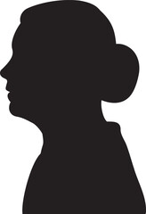 Old woman Head side view Silhouette on white background.
