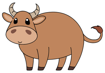 Cute Brown Cow Vector Cartoon Illustration