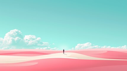 Obraz premium Pink blue white cloud sky character scene poster background