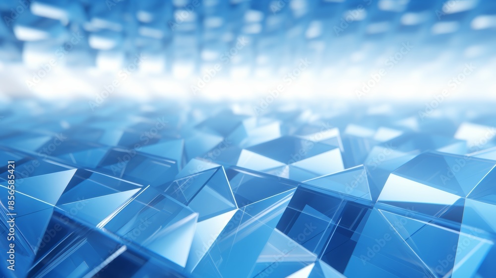 Poster mesmerizing abstract blue background with swirling diamonds and squares in a mesmerizing geometric pattern. 