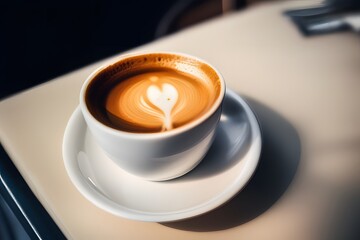 Fototapeta premium Espresso coffee in a cup. Close-up view of aromatic drink