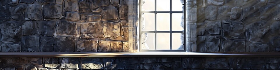 Naklejka premium Stone Wall Room with Rock Textures as Background, Generated by AI