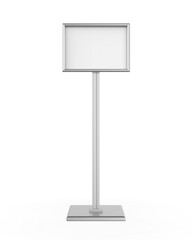 Blank poster sign stand. Floor standing display realistic mockup. Adjustable pedestal with blank board, mockup.