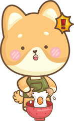 a vector of a cute dog baking