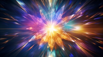 mesmerizing kaleidoscope of colors and patterns created by the diffraction of light through a prism of shiny gold foil. 