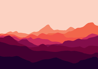 mountains natural landscape. Illustration in flat style for background.