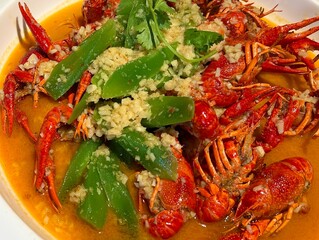 Chinese style crayfish with garlic and bell pepper