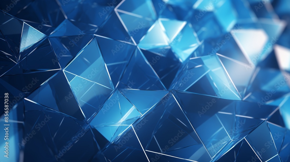 Poster photograph of a modern abstract blue background design with diamonds and squares in a random geometric pattern.