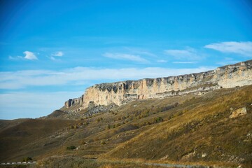 A natural mountain landscape. High peaks of the Caucasus Mountain Range