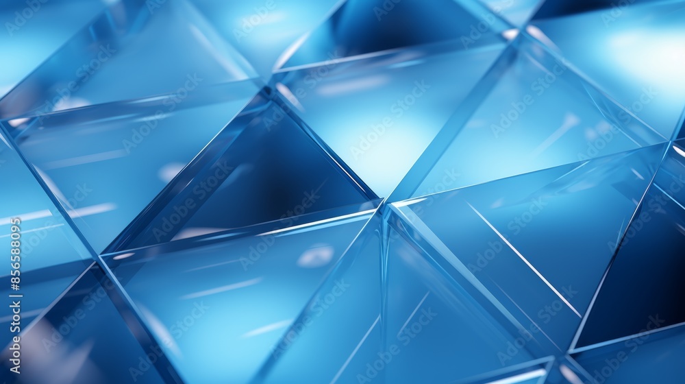 Poster  modern abstract blue background with interlocking diamonds and squares in a complex geometric pattern. 