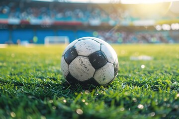 Fototapeta premium The long running soccer ball is durable and cost effective. It is broken on artificial turf.