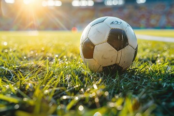 Fototapeta premium The long running soccer ball is durable and cost effective. It is broken on artificial turf.