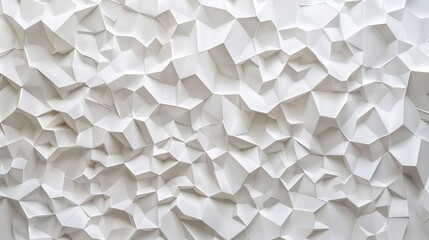 Abstract white 3D wall panel, geometric design, raw texture, sharp details, contemporary and stylish background