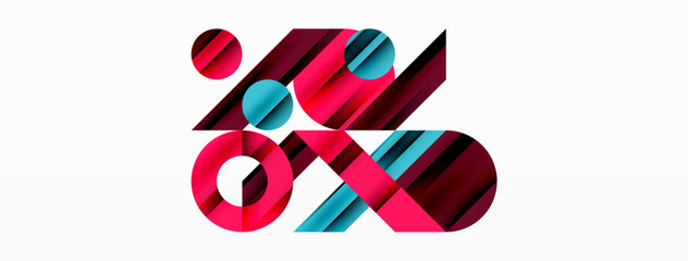 Circle and line geometric background. Round shapes with diagonal lines composition for wallpaper, banner, background or landing