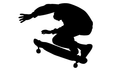 silhouette of man riding skate and performing jump trick