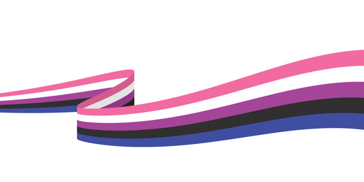 Pink, white, purple, black and blue colored curved line icon, as the colors of the genderfluid flag. LGBTQI concept. Flat vector illustration.	
