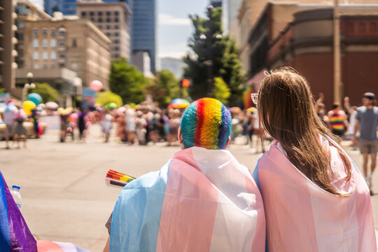 People Watching Utah Pride Parade Rainbow Dyed Hair