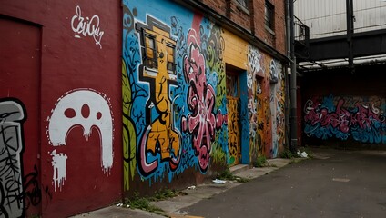 Stumbling upon a hidden alley transformed by intricate graffiti art ai_generated