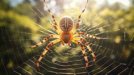 Obraz premium a spider spinning its web, its movements precise and methodical as it creates a masterpiece of nature's artistry. 