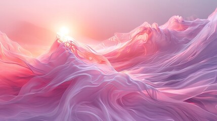 Ethereal wisps of pink swirl and intertwine, forming a captivating and otherworldly abstract landscape, minimalistic and enchanting, raw style