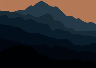 mountains natural landscape. Illustration in flat style for background.