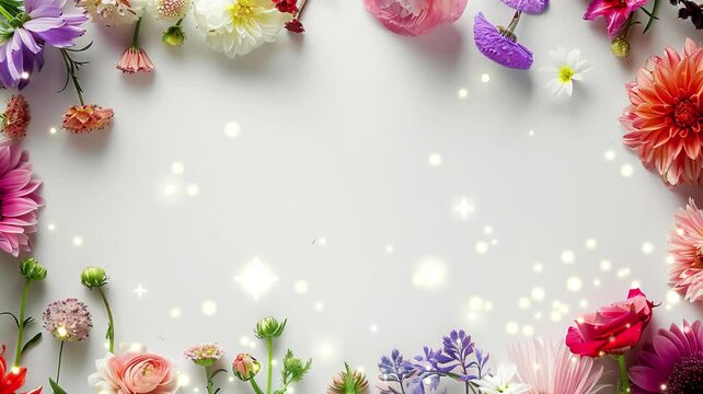 white plain background framed with flowers