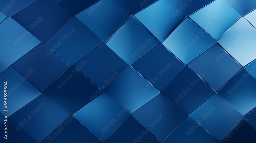 Poster a striking abstract blue background with contrasting diamonds and squares in a bold geometric patter