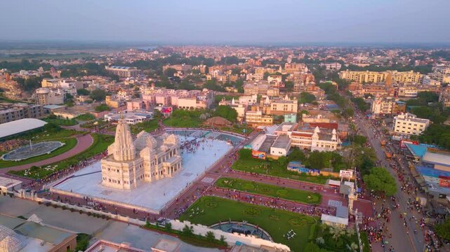 Prem Mandir Aerial View, Founded by Jagadguru Shri Kripalu Ji Maharaj in Vrindavan - Prem Mandir is the Temple of Divine Love.