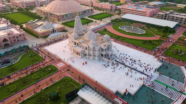 Prem Mandir Aerial View, Founded by Jagadguru Shri Kripalu Ji Maharaj in Vrindavan - Prem Mandir is the Temple of Divine Love.