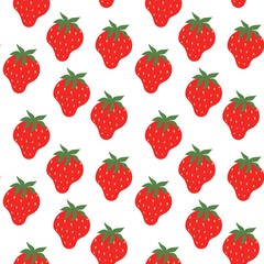 Red strawberries seamless pattern. Strawberry isolated on transparent background. Garden summer berry, sweet vitamins fruits vector print