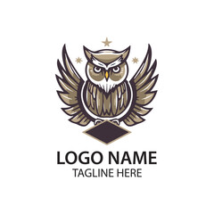 Fototapeta premium owl illustration, owl logo design, Simple owl head logo design vector