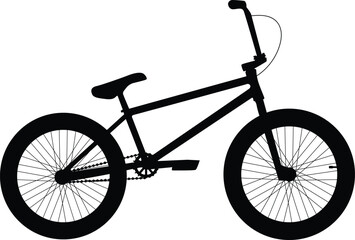 Bmx bike side view silhouette illustration with detailed part © Budypiasa