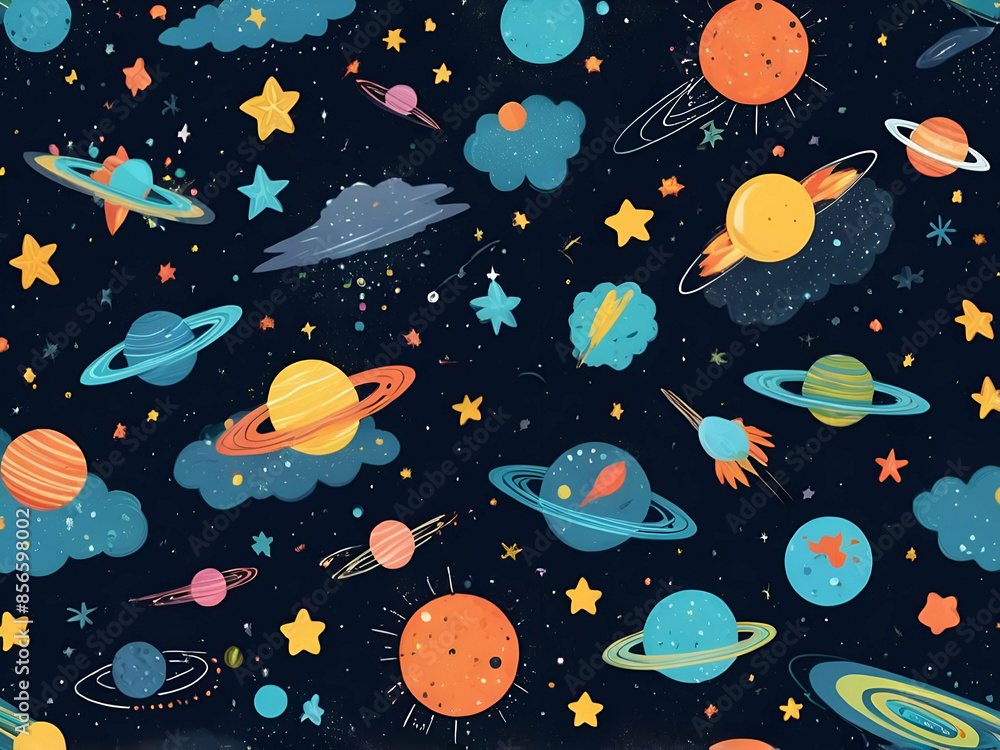 Canvas Prints abstract childish space background comets meteorite rain cosmos fantastic colorful