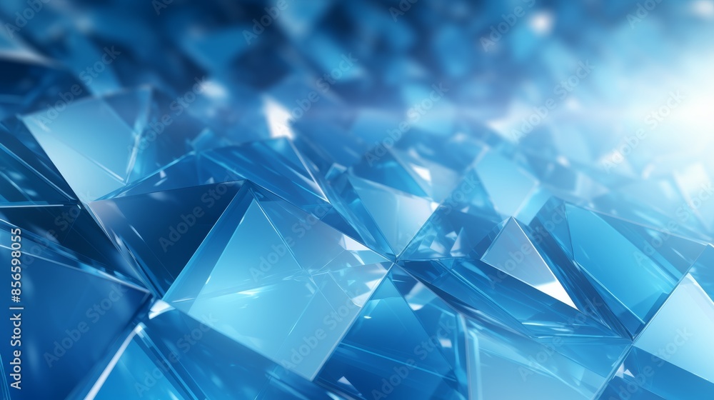 Poster  vibrant blue abstract background with overlapping diamonds and squares in a dynamic geometric pattern. 4522-b755-b07d7efc47ba