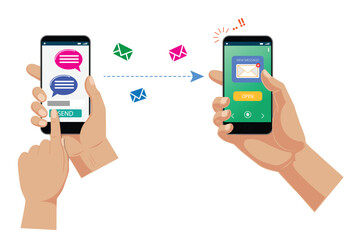 Set of Direct Message Process concept. 3D Illustration