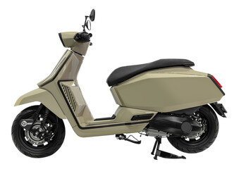 Side view green retro scooter