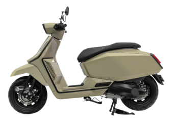 Side view green retro scooter