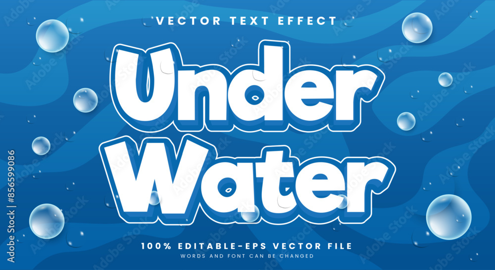 Poster under water editable text effect template with deep sea background