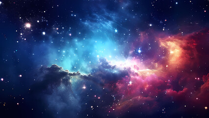 Naklejka premium Nebula and galaxies background