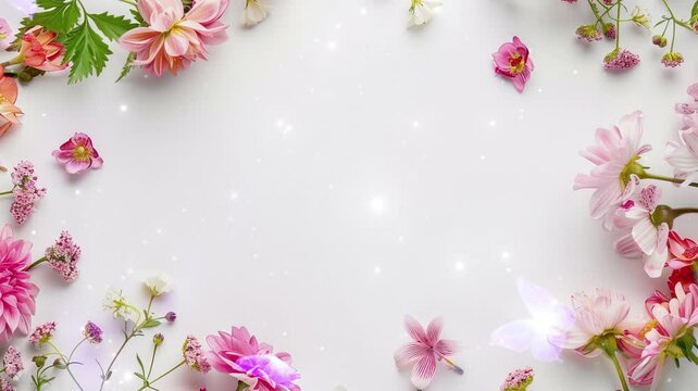 white plain background framed with flowers
