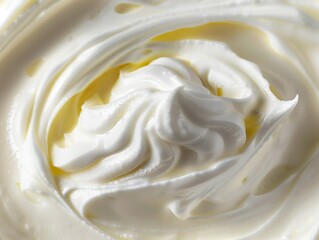 Whipped cream on a white background.