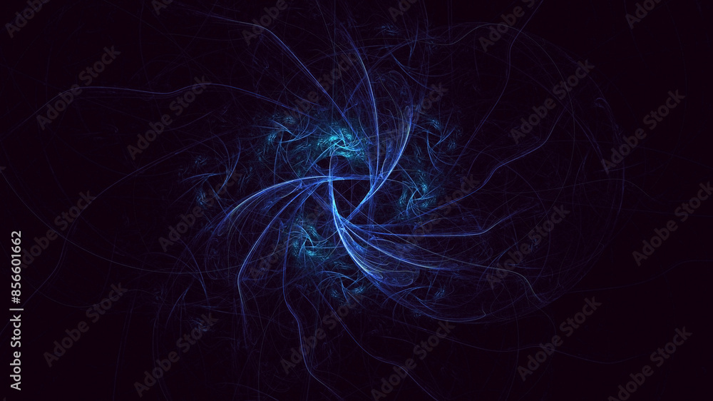 Poster 3d manual rendering abstract blue fractal light background. its not ai generatd illustration.