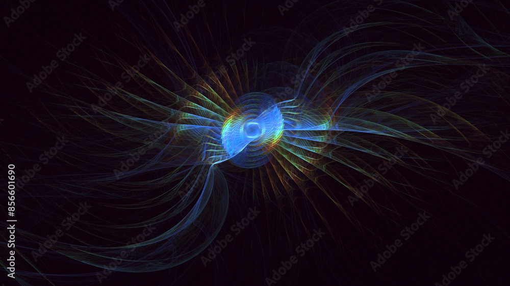 Aufkleber 3d manual rendering abstract blue fractal light background. its not ai generatd illustration.