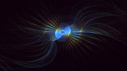 3D manual rendering abstract blue fractal light background. Its not AI Generatd illustration.